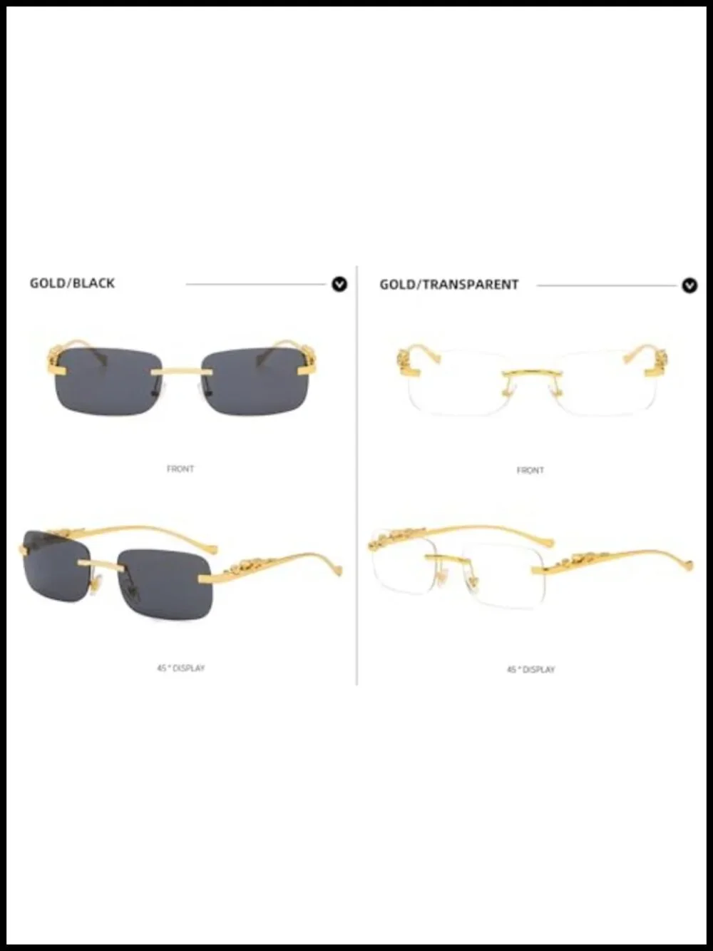 Retro Y2K Rimless Sunglasses UV400 Protection Metal Frame Unisex